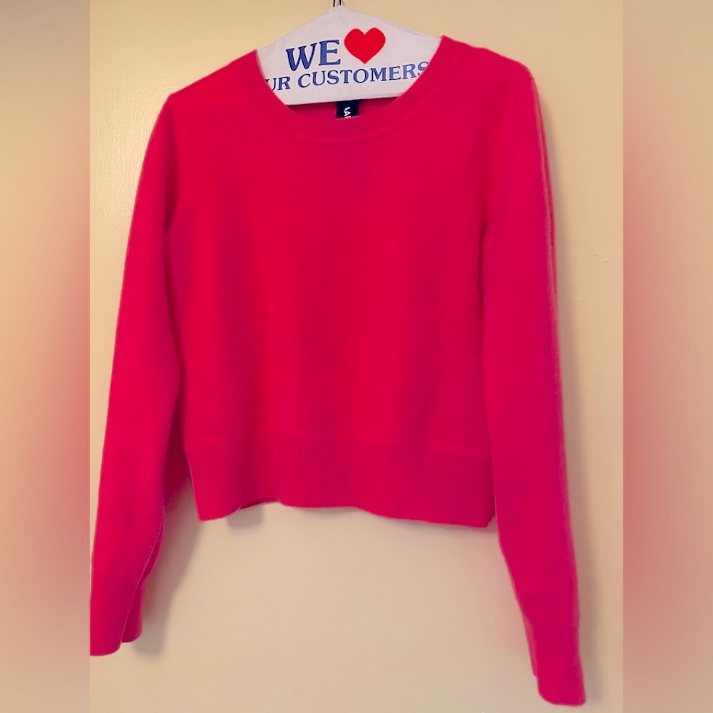 Naadam cropped cashmere sweater, Sz Sm, Pink